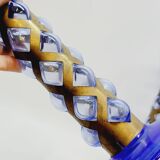 Paire De Bougeoirs Photophores Verre Bleu Soufflé En Cage Dlg Felipe Derflingher