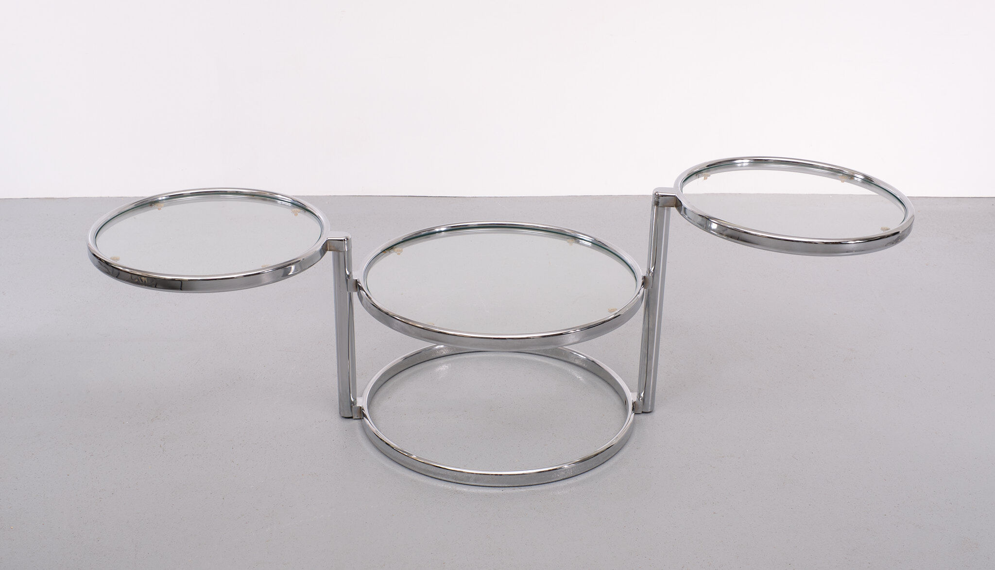 Milo Baughman Style Chrome Swivel Coffee Table 1970s