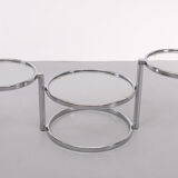 Milo Baughman Style Chrome Swivel Coffee Table 1970s