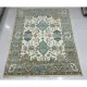 Contemporary Handmade Wool Area Rug, Ivory and Blue Floral Design Carpet for Living Room