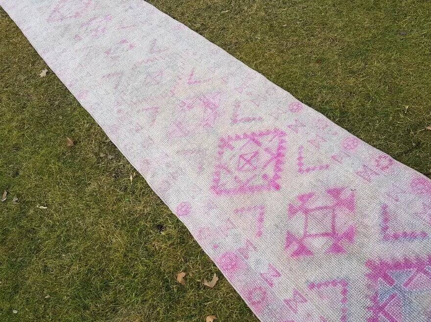 Vintage Turkish hallway rug 74x440 cm