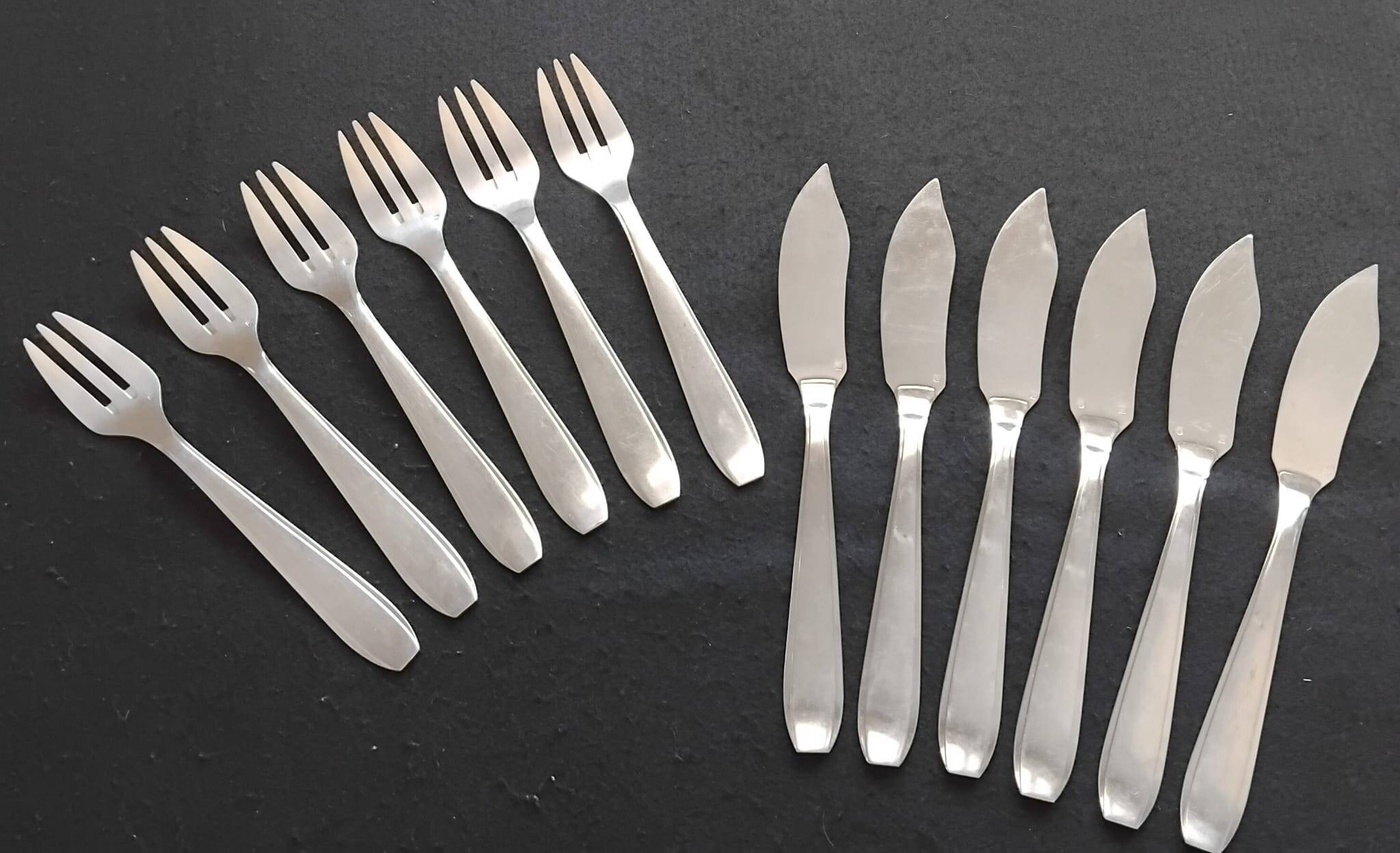 12-piece fish service - Art Deco style - Dell Inox