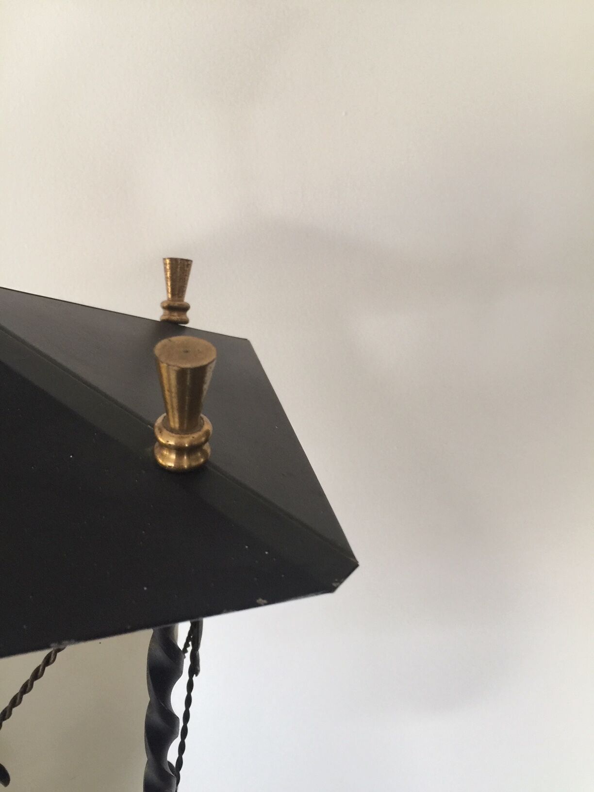 lantern in forged iron, opaline and brass