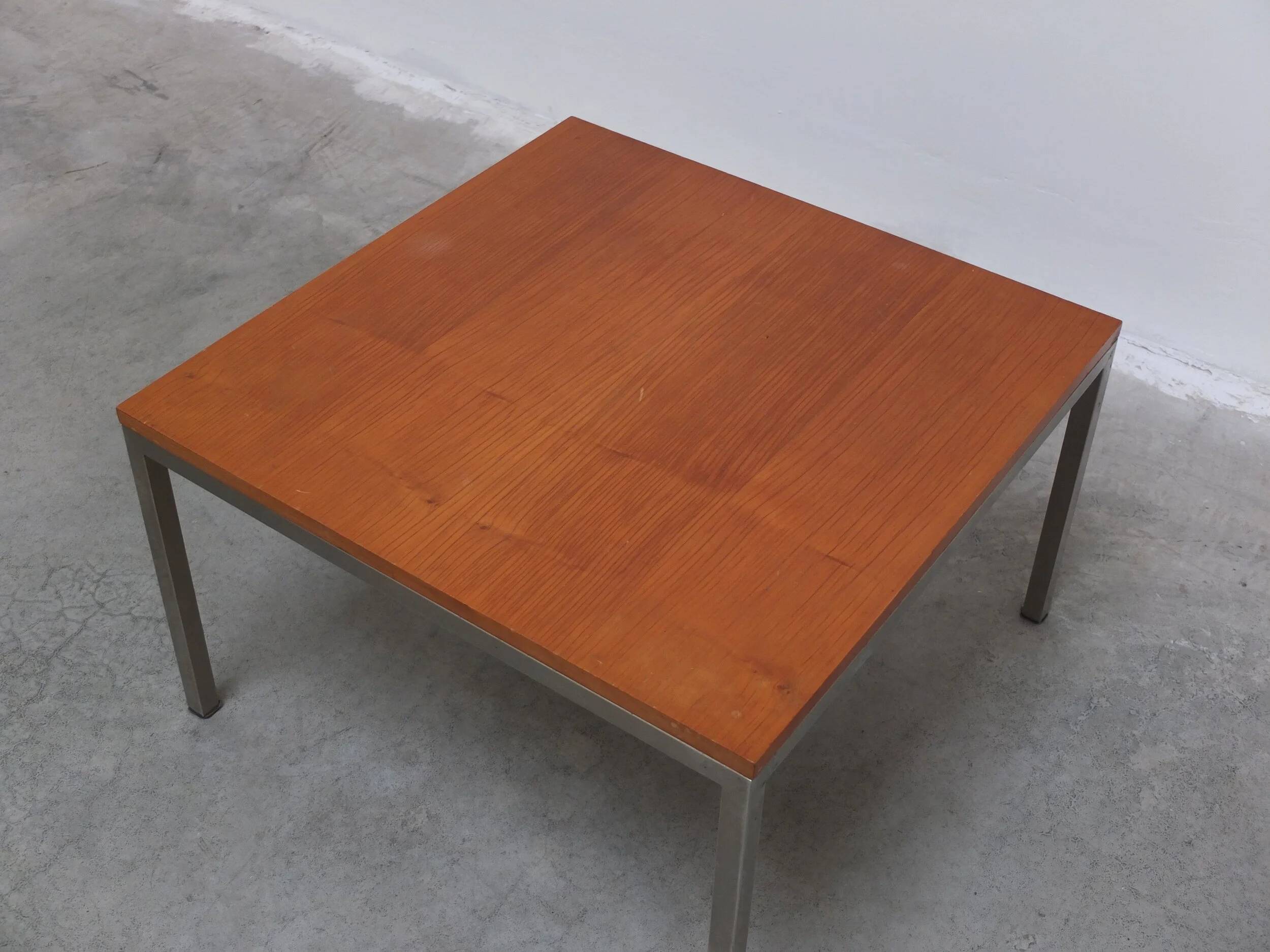 Modernist cherry wood & metal coffee table by Jules Mijs, 1959