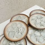 Set of 6 “Stromboli” model oyster plates from Saint-Amand