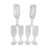 Set of 6 champagne flutes in chiseled crystal
