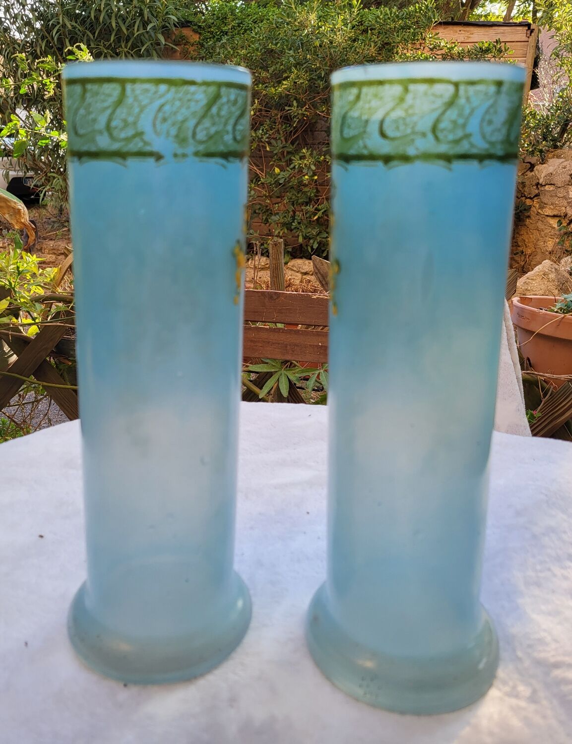Pair of Legras art nouveau vases