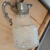 Antique pewter and glass carafe