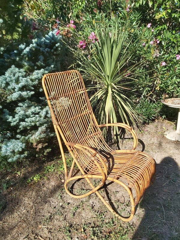 fauteuil en rotin vintage
