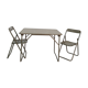 Table and 2 sturdy army khaki folding chairs