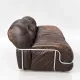 Canapé en cuir marron et chrome, années 1970