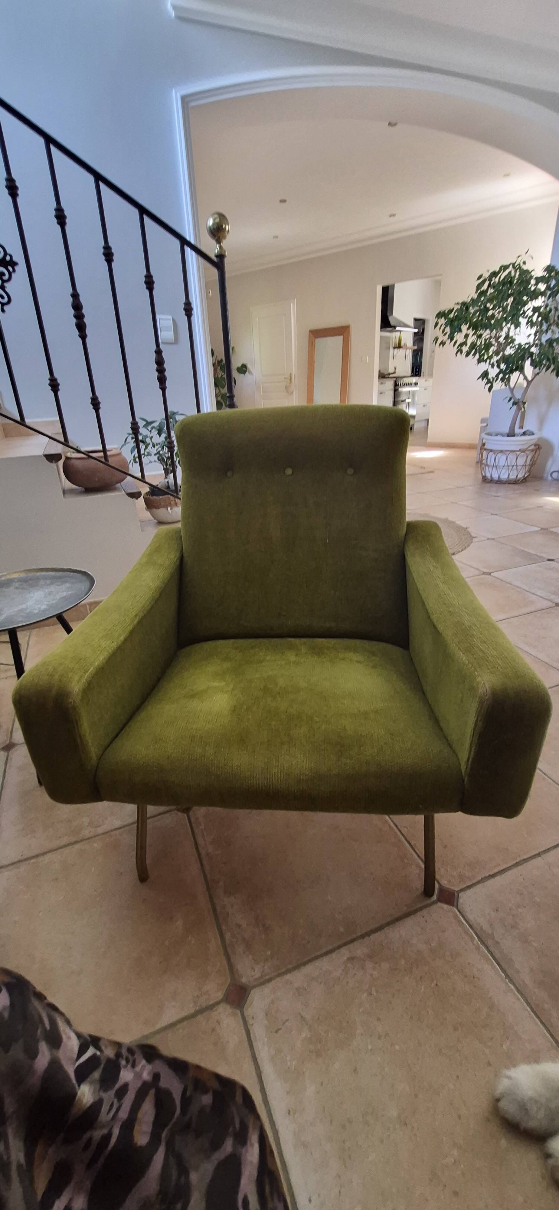 Galion armchair in green velvet steiner