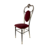 vintage regency style brass and red velvet chair, 1950s