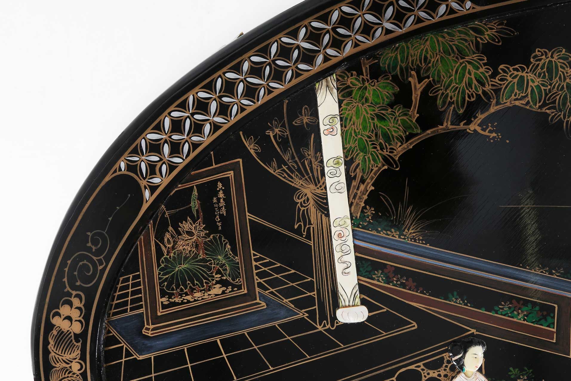 Chinese black lacquered wood coffee table