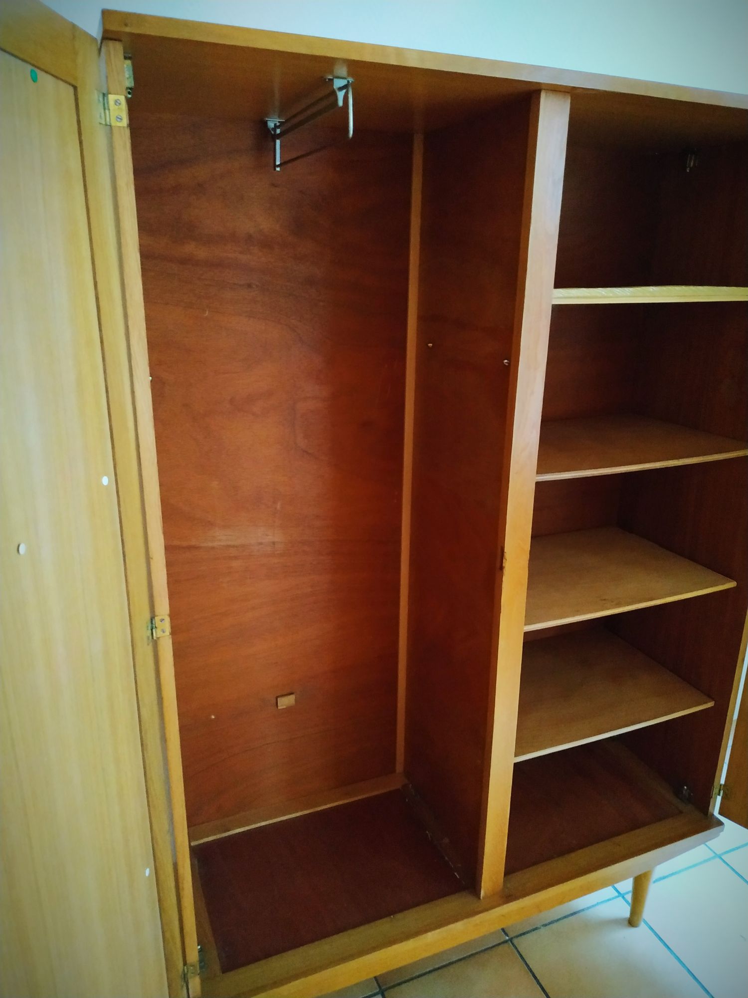 Oak and braided rattan cabinet 60's