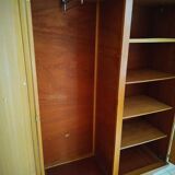 Armoire chêne et rotin tressé 60's