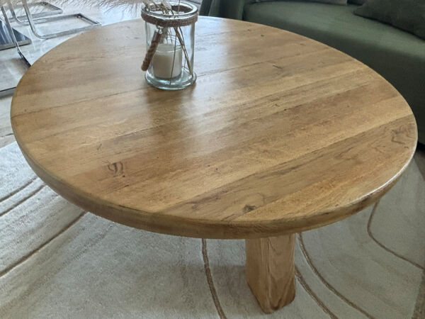 Table basse tripode vintage en bois massif