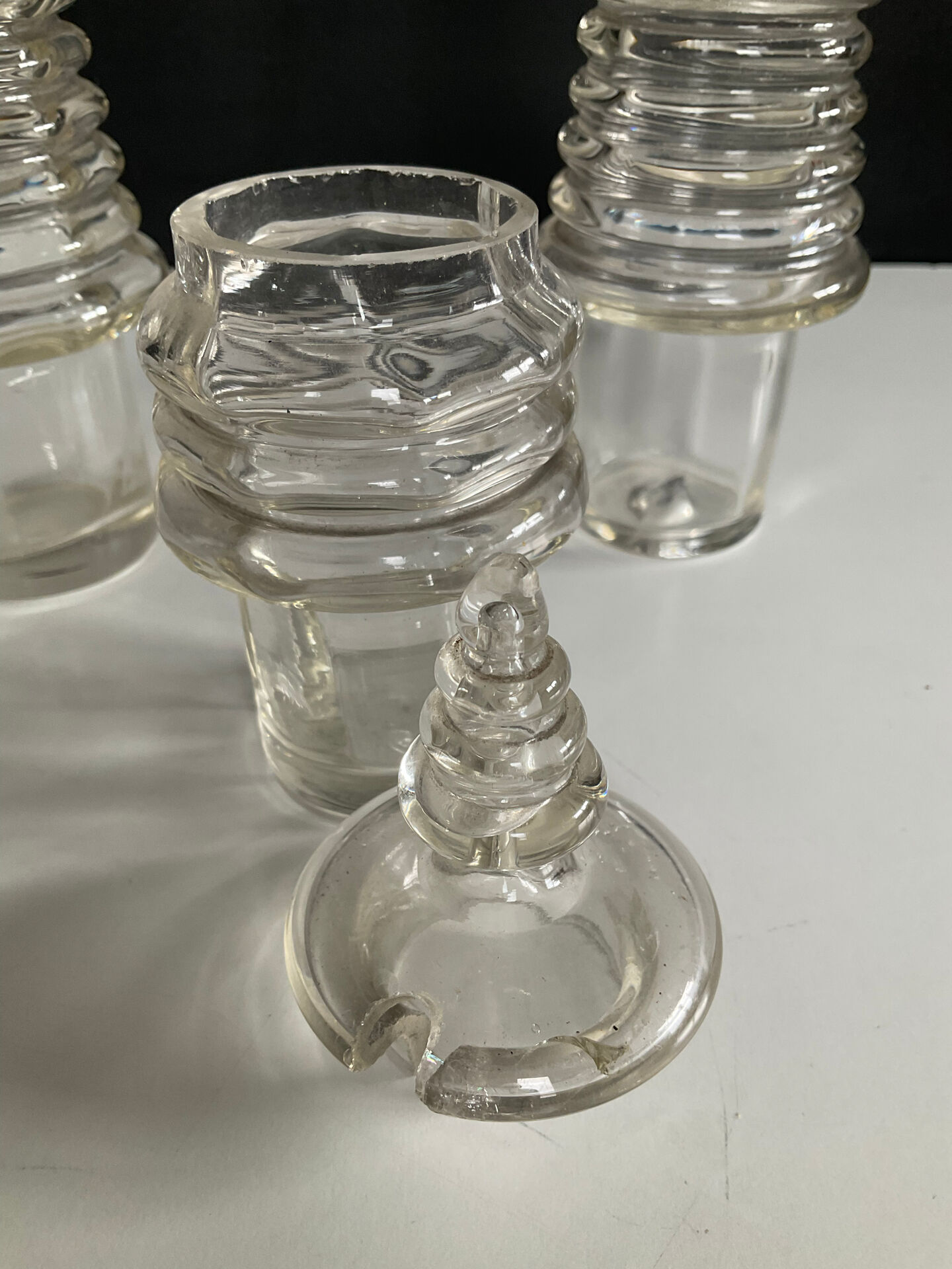 Set of 3 Art Deco crystal bottles