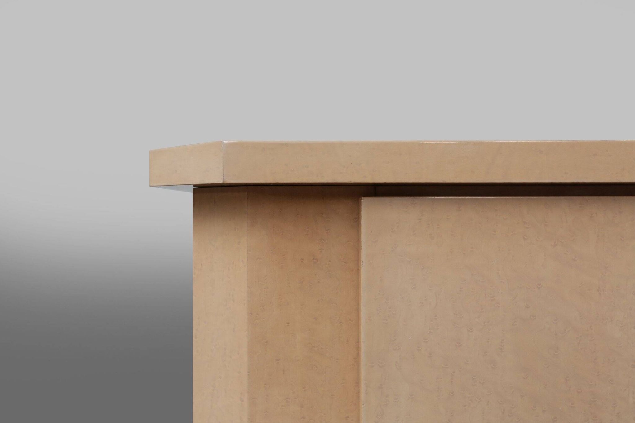 Ivory Lacquer Sideboard in burl wood by Jean Claude Dresse, 1940s