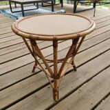 Vintage bamboo and rattan coffee table
