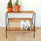 Magazines rack metal shelf and wicker years 50