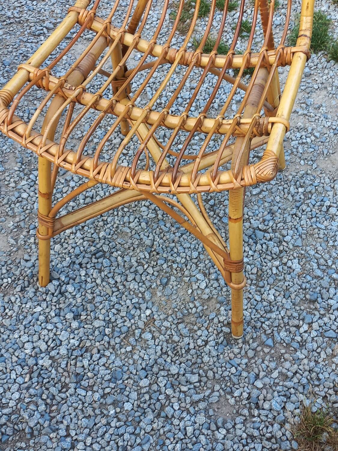 Vintage dining room attributed to Audoux and Minet in bamboo and rattan