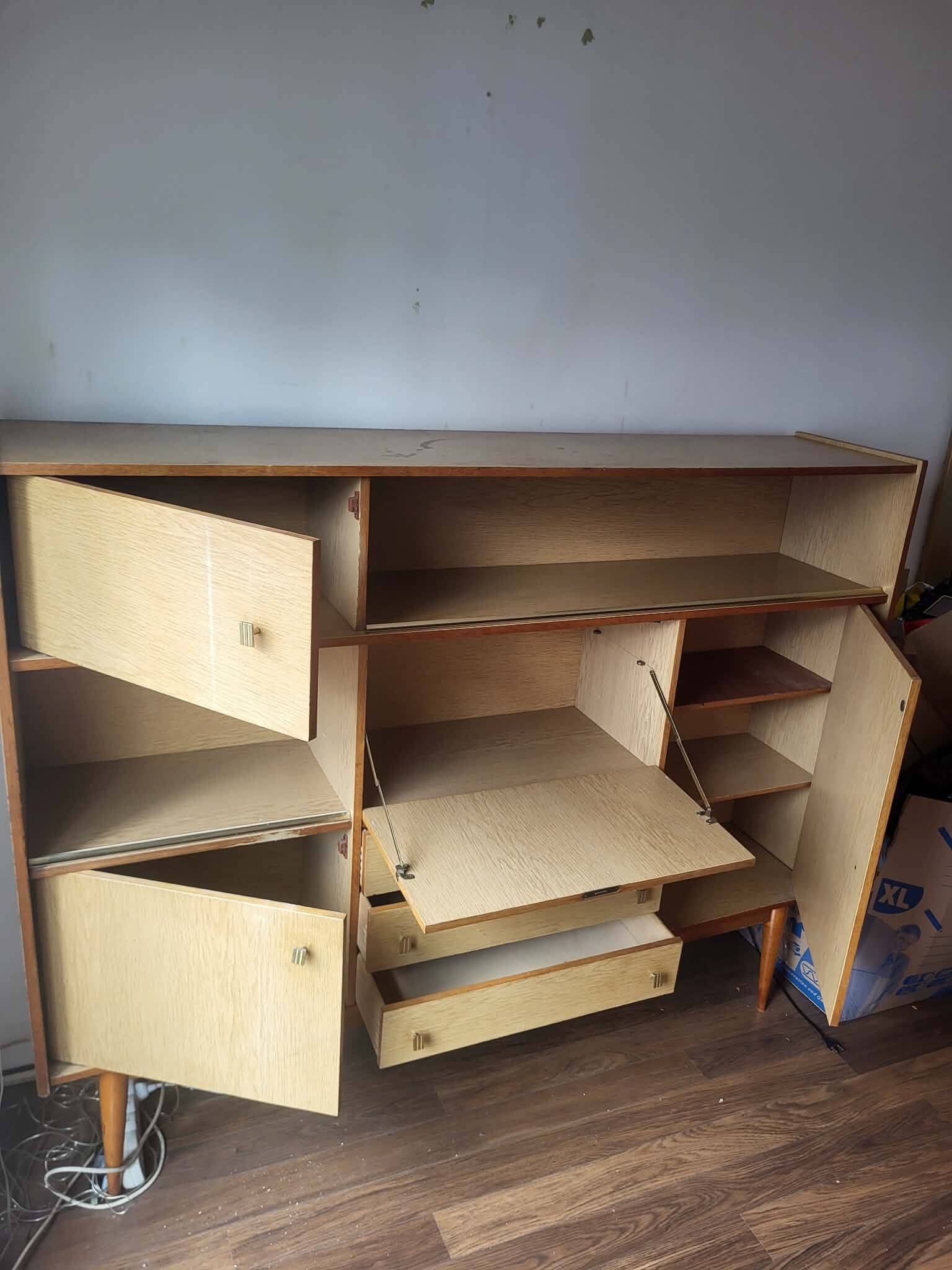 1960s secretary buffet on tapered legs