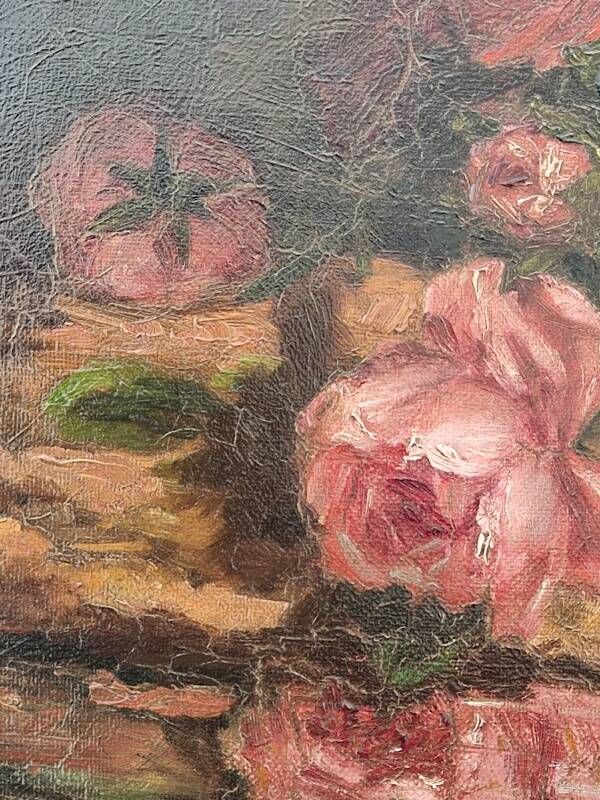 Helène de Lajallet (1858-1946) Oil on canvas - Bouquet of roses - 1881