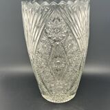 Large vase in transparent worked glass
