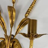 Golden vintage wall lamp, ear of wheat.