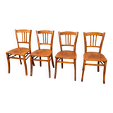 set of 4 curved wood chairs Baumann Restaurant Paris bistro 50s