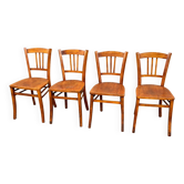 set of 4 curved wood chairs Baumann Restaurant Paris bistro 50s