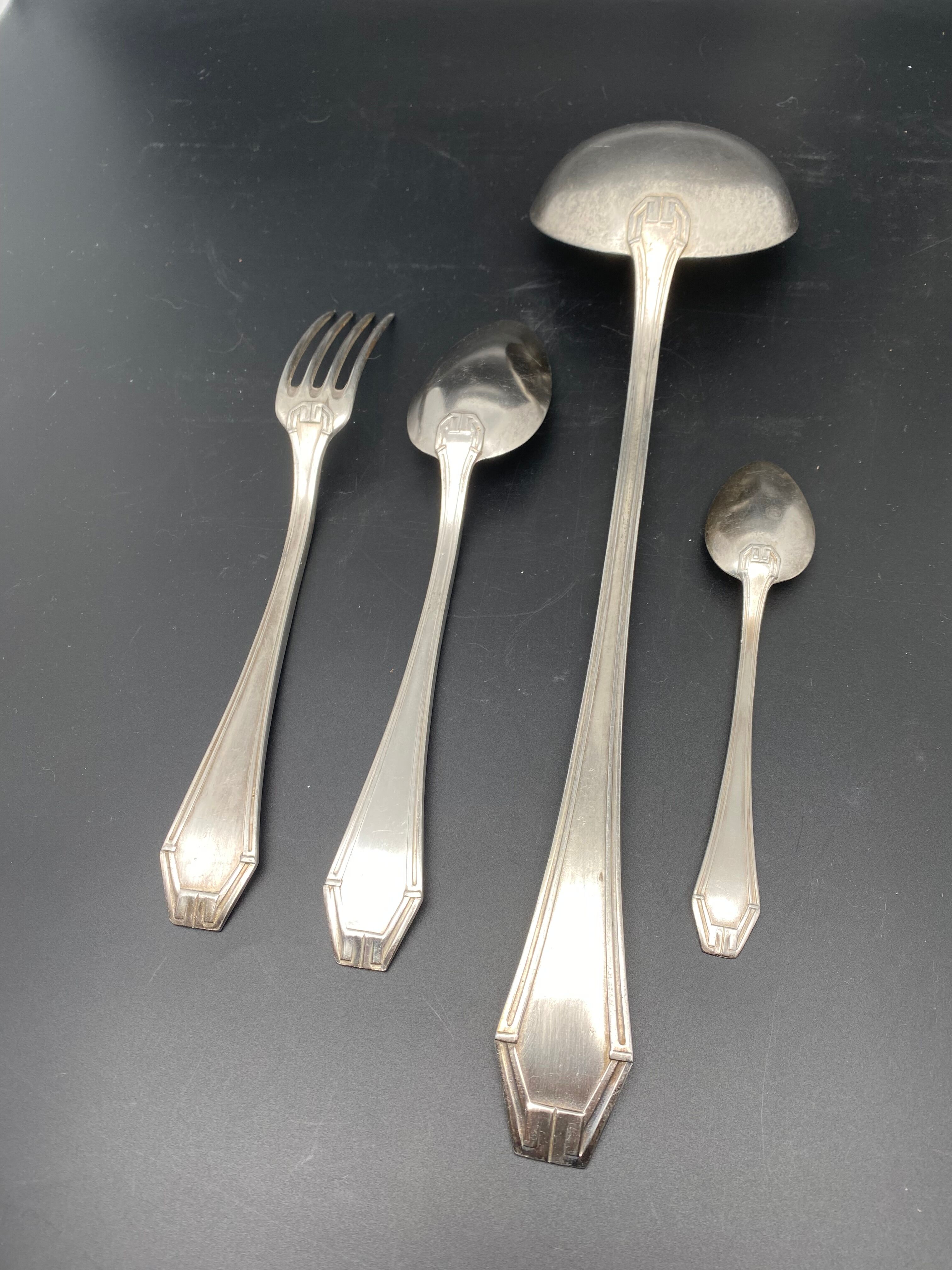 Art Deco silver metal cutlery set