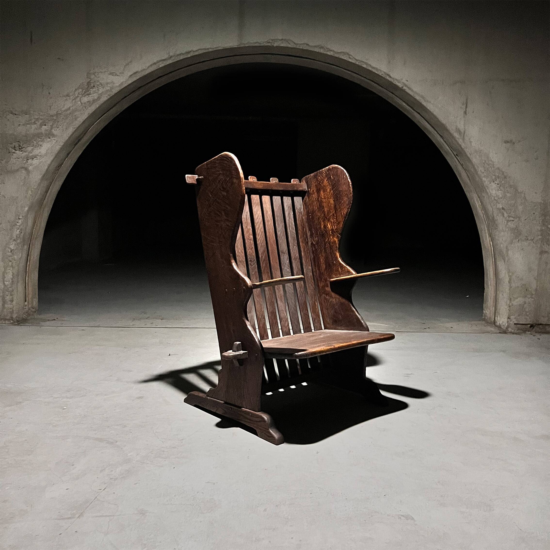 Handmade Wooden Sculptural Lounge Chair, Arts & Crafts, 1900’s