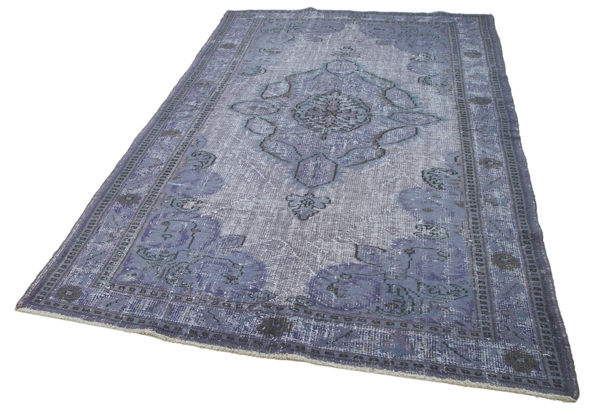 Tapis anatolien rustique des années 1980 noué à la main 174 cm x 280 cm gris
