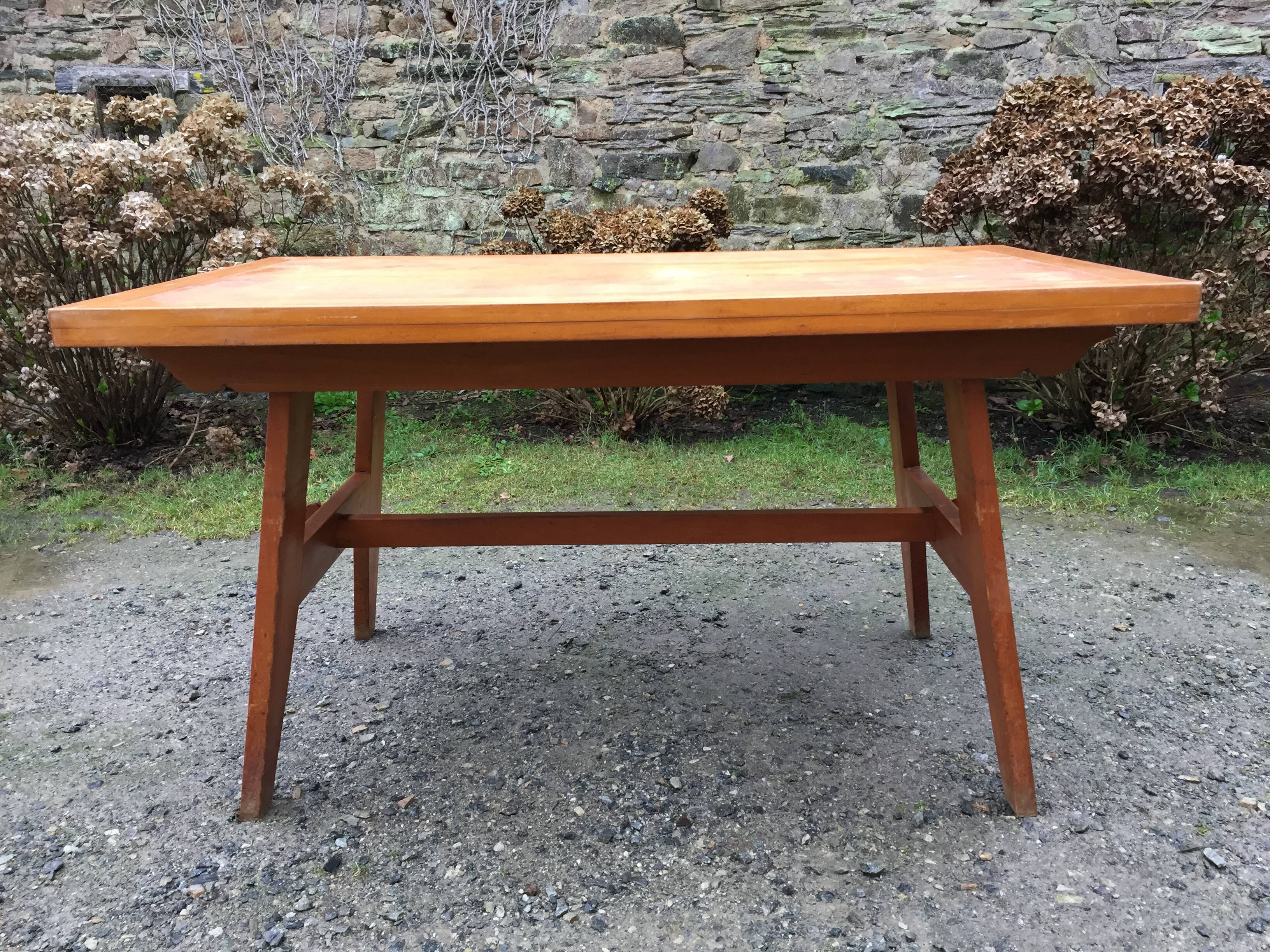 Vintage table René Gabriel in beech period reconstruction