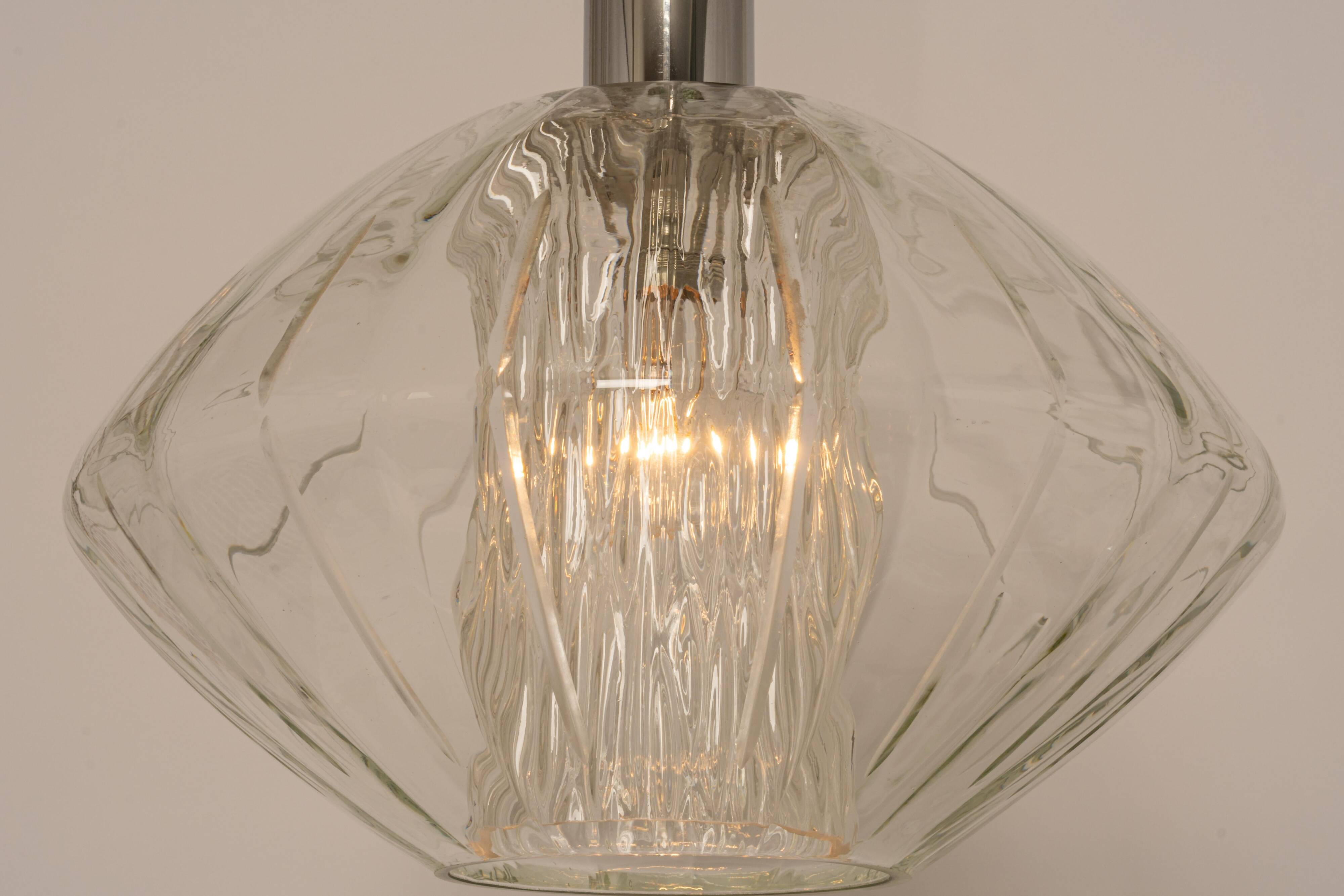 Large glass tulip-shaped pendant light by Cosack, Germany, 1970s.
