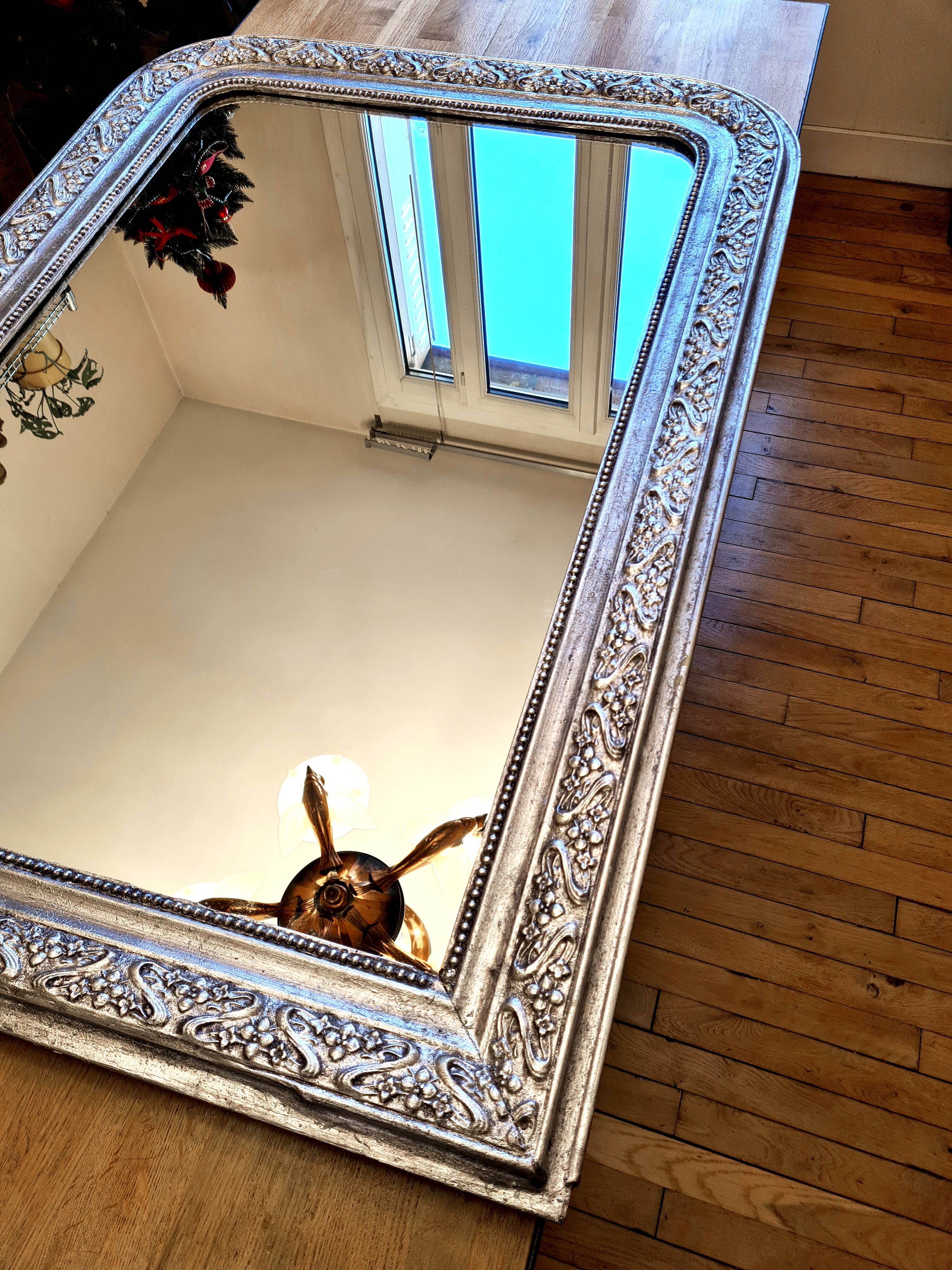 Antique Louis-Philippe mirror "Sidonie" – Art Nouveau decor