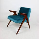 Fauteuil Bunny Vert Pétrole attribué à Józef Chierowski, 1970