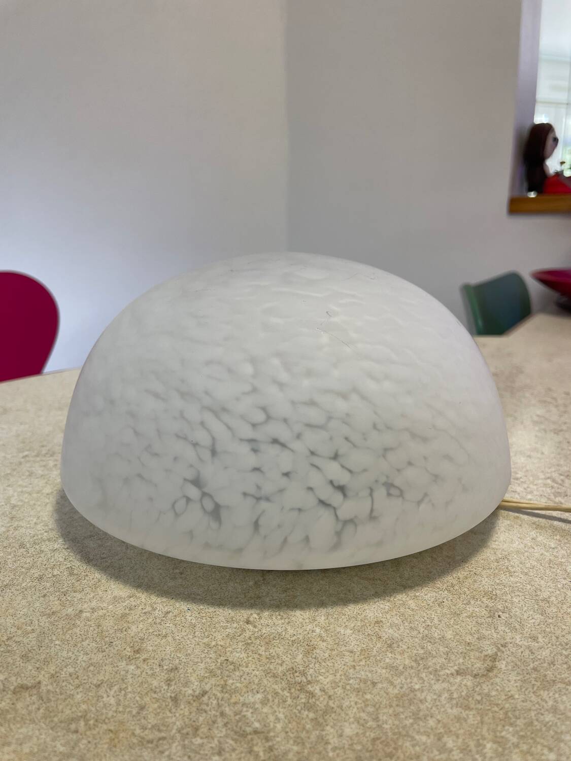 Half-globe ceiling light with speckled glass