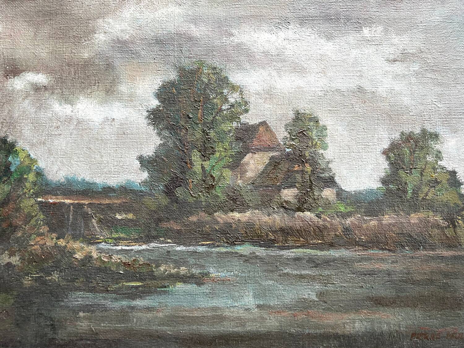 Oil on canvas, Dutch school of the 20th century. Landscape. Pierre Fulpe.
