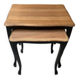 Duo black and wood nesting tables