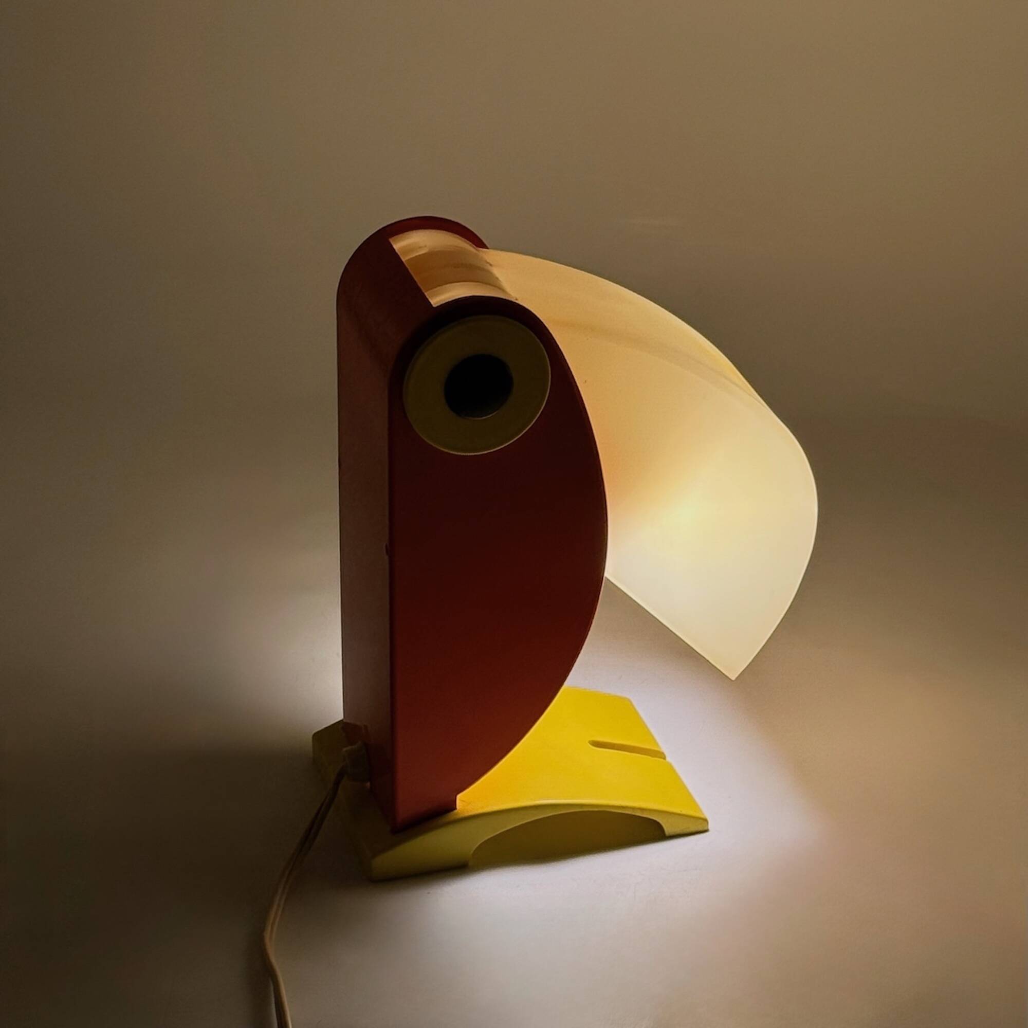 Playful 1970s Italian Toucan Light in Red and Yellow by Enea Ferrari