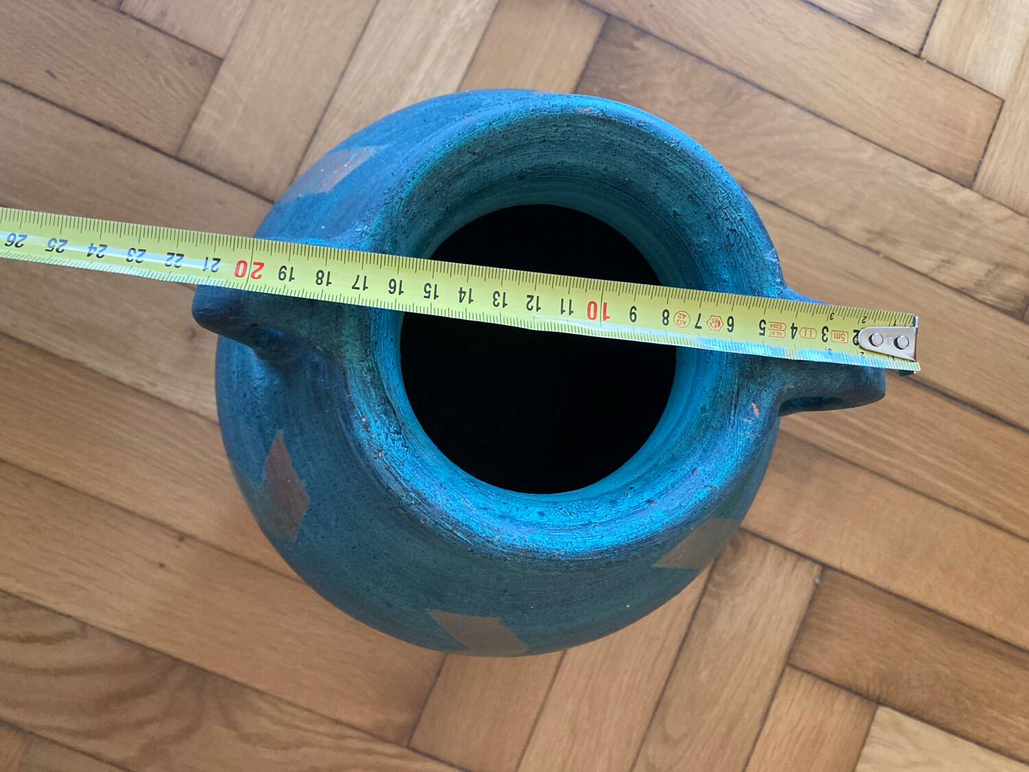 Turquoise terracotta jar
