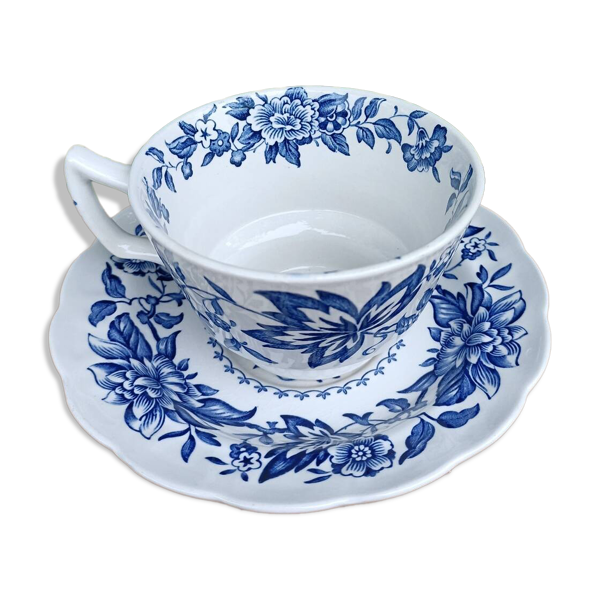 Tasse anglaise bleue et blanche