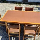 Formica teak table + 10 vintage Scandinavian style chairs