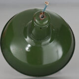 Industrial suspension in green enamelled sheet metal 40cm size L 1960