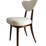 Midcentury White bouclé Heart Chairs, by Kurmanowicz, 1960s, Set of 6