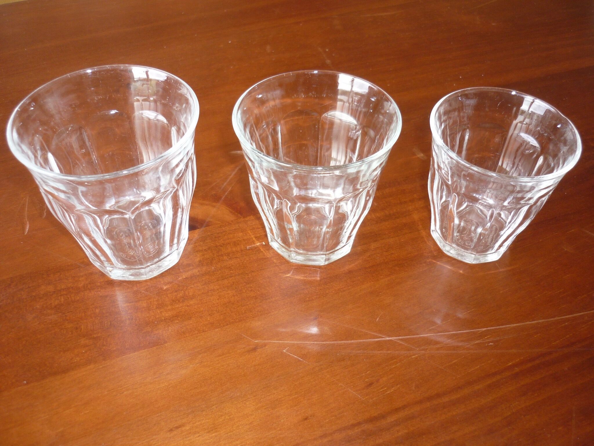 3 verres Duralex transparents