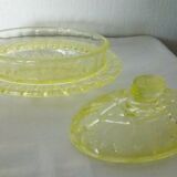 Old butter dish in glass, ouraline cut